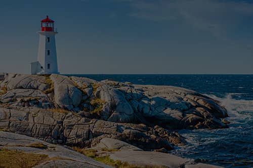 CAPS Community, Atlantic chapter; Lighthouse on rocky shore